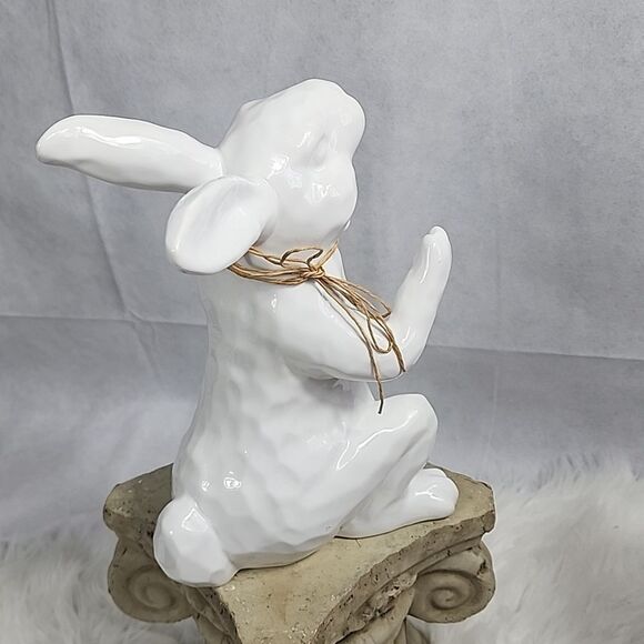 Large White Ceramic Rabbit Decor - Picture 7 of 8
